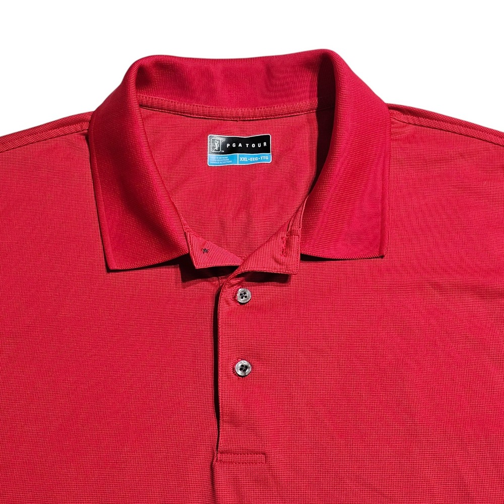 PGA TOUR Red Golf Polo Shirt Performance XXL Mens‎ Short Sleeve